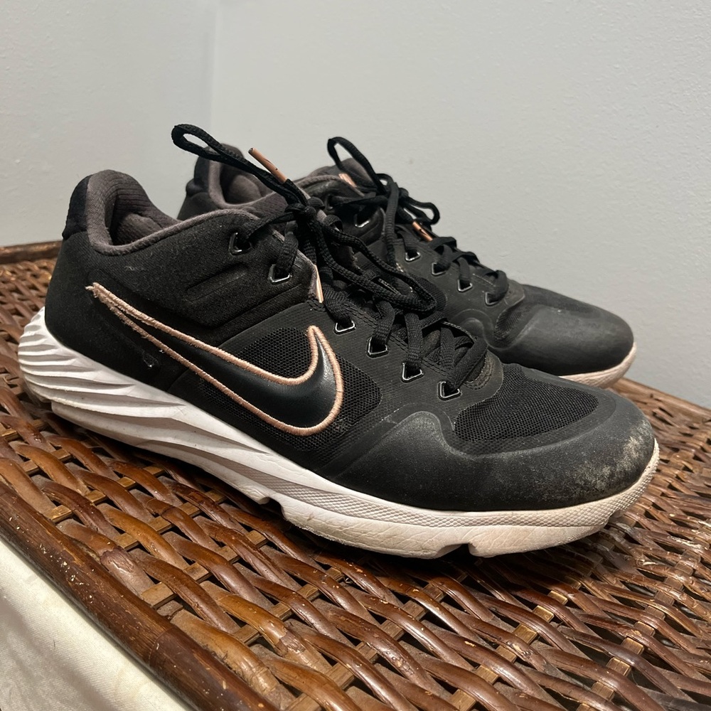 Nike Black Athletic Turf Shoes with White and Tan Details